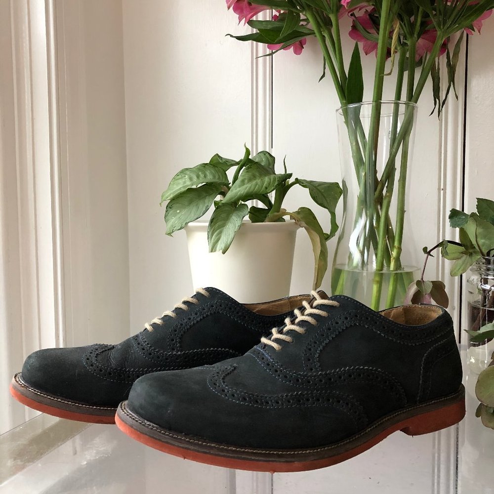 14th & Union Men's Navy Blue Suede Oxford Shoes